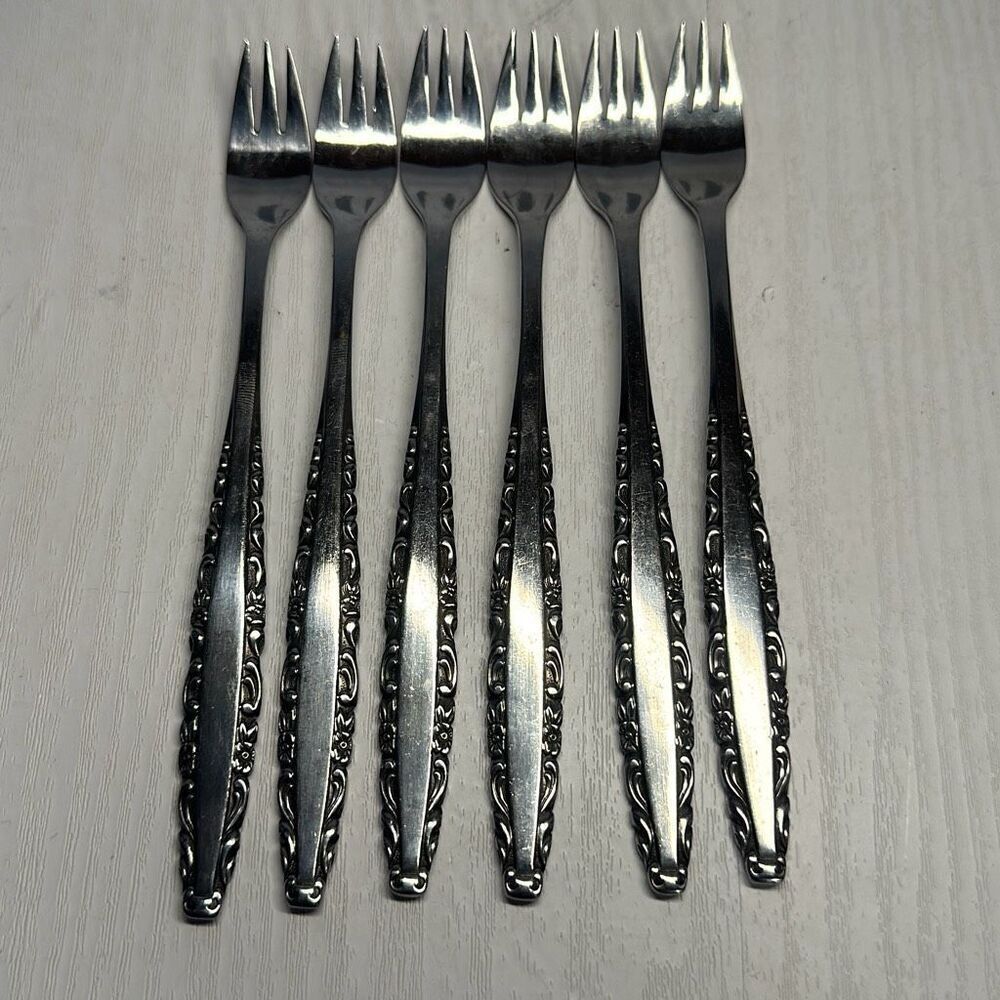 Northland Oneida Stainless Steel‎ Love Story set 6 Cocktail Seafood Forks Japan